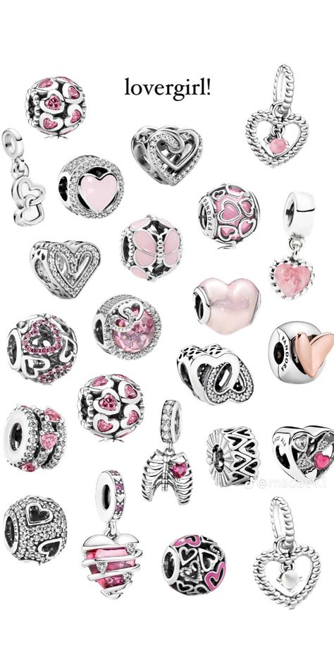 Pandora Charms Pink, Pandora Bracelet Charms Ideas, Girly Bracelets, Pandora Bracelet Designs, Pandora Armband, Pandora Jewelry Charms, Bracelet Pandora, Wrist Jewelry, Jewelry Accessories Ideas