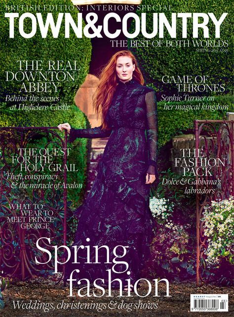 Game of Thrones' Sophie Turner Channels Sansa Stark's Fierceness for Town & Country, Talks Nudity—See Pics!  Sophie Turner, Town & Country The Real Downton Abbey, Country Style Magazine, Game Of Thrones Sansa, Magazine Design Cover, Town And Country Magazine, Highclere Castle, Country Magazine, Celebrity Magazines, Sansa Stark