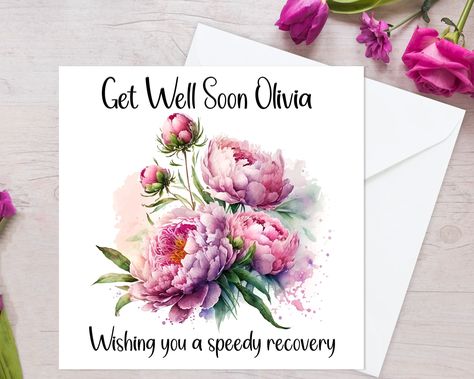 Wishing you a speedy recovery card/Personalised/ For Daughter/Friend/ Granddaughter/Grandson/Child/Thinking of you /Get Well Soon by CardsFromHeartsUK on Etsy Recovery Cards, Speedy Recovery, Personalised Cards, Embossed Paper, Linen Paper, Get Well Cards, Get Well Soon, Glossy Photo Paper, White Envelope