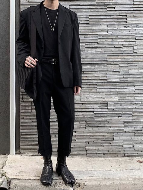 Goth Formal Outfit Men, Male Corporate Goth, Alternative Formal Outfit Men, Alternative Suits Men, Formal Goth Outfits Men, Mens Alt Fashion Formal, Dark Academia Outfit Men Black, Corporate Goth Men, Black Formal Dress Men Korean