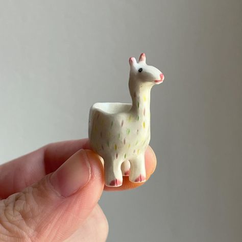 Do you like alpacas and lamas as I do? 🦙 #lama #alpaca #miniature #dollhouseminiatures Clay Alpaca, Tiny Pottery, April 12, Dry Clay, Air Dry Clay, Dollhouse Miniatures, Alpaca, Miniatures, Patio