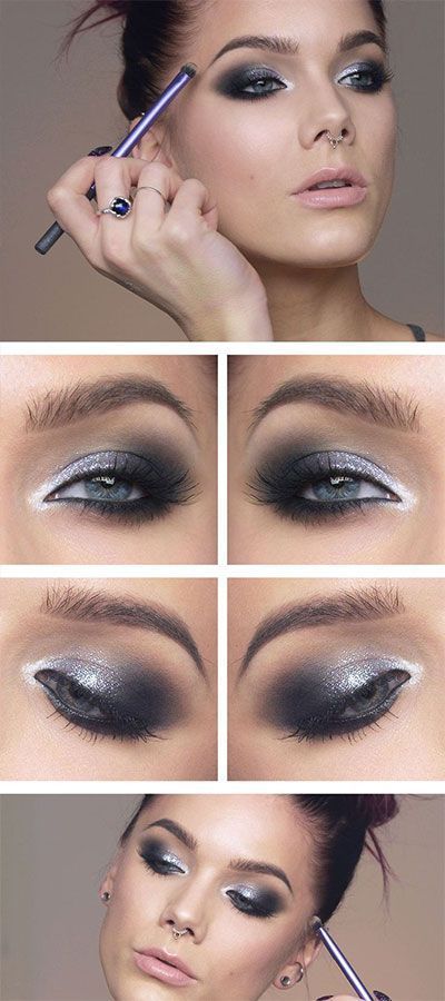 Navy Eye Makeup, Trucco Smokey Eye, 2019 Nails, Black Eye Makeup, Christmas Eye Makeup, Grey Makeup, Black Smokey Eye, Prom 2020, Nars Blush