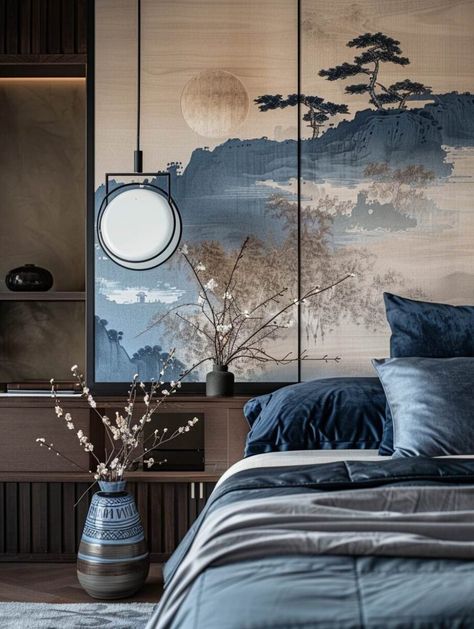 Japandi Style Bedroom, Guess Room, Japandi Bedroom Ideas, Japanese Style Bedroom, Japandi Bedroom, Japanese Home Decor, Modern Chinese, Classic Bedroom, Japanese House