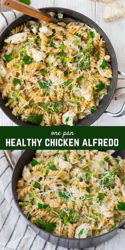 Alfredo Healthy, Easy Chicken Alfredo Recipe, Chicken Alfredo With Broccoli, Alfredo With Broccoli, Recipe With Broccoli, Simple Chicken Alfredo Recipe, Easy Chicken Alfredo, Healthy Chicken Alfredo, Chicken Alfredo Recipe