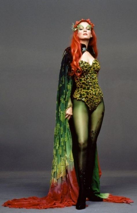 You can make your own Poison Ivy Costume for Halloween this year with these step by step instructions. Dr. Pamela Isley was a botanist, has a love-hate thing with Batman, is half woman half plant Poison Ivy Kostüm, Poison Ivy Costume Diy, Poison Ivy Character, Uma Thurman Poison Ivy, Poison Ivy Halloween Costume, Karneval Diy, Ivy Costume, Poison Ivy Cosplay, Poison Ivy Costumes