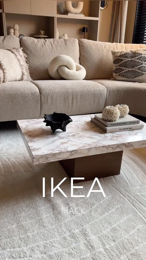 @living.withsam shared her IKEA table hack, creatively using an EKET base and a LACK table top. She covered the top with adhesive paper… | Instagram Ikea Dresser Bedroom, Coffee Table Ikea, Ikea Inspired Living Room, Home Ikea, Ikea Coffee Table, Ikea Makeover, Dresser Bedroom, Ikea Dresser, Ikea Decor