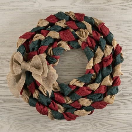 Add a rustic twist to your seasonal dcor with the holiday burlap braided wreath project kit. Love, Laugh, Craft provides everything you need in one box to tap into your inner creative self. Burlap is a flexible material that is easy to use and is budget friendly. The colors of materials included in the kit are red, pine green, natural-colored burlap with metallic accents. Provided in the pack are two fabric rolls of red burlap, two fabric rolls of pine green burlap, two rolls of natural burlap w Braided Wreath, Christmas Wreath Decor, Fabric Rolls, Colored Burlap, Burlap Wreath Diy, Burlap Christmas Wreath, Wreath Project, Material Wreaths, Door Wreaths Diy