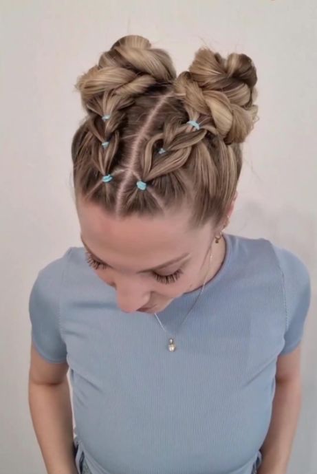 Pretty Cute Hairstyles Ideas - davidreed.co 2023 Hair Trends For Women, Space Bun Hairstyles, Cute Hairstyles Ideas, Inside Out Braid, Space Bun, Hairstyles Trending, Volleyball Hair, Work Hair, 2023 Hair