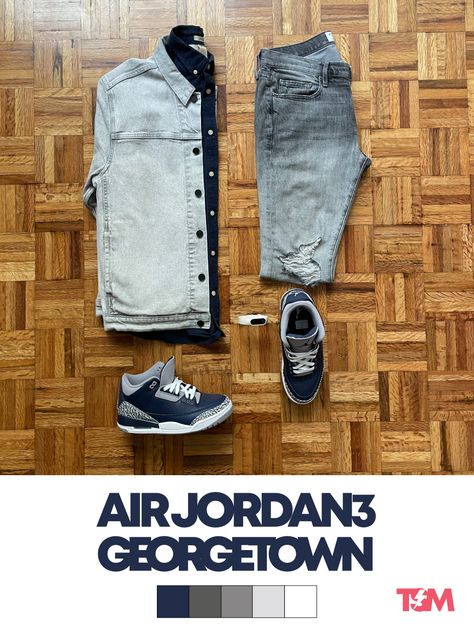 Jordan Nike Men Outfits Casual Urban SNKRS Jordan 3 Georgetown Outfit, Air Jordan 3 Outfit Men, Georgetown Outfit, Jordan 3 Georgetown, Nike Men Outfit, Men Outfits Casual, Jordan 3 Outfit, Air Jordan 3, Jordan 3