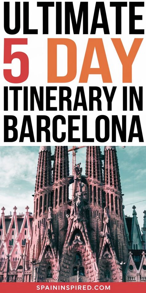 Ultimate 5-day itinerary guide for Barcelona, featuring a view of the Sagrada Família. Barcelona Tourist Attractions, Barcelona Tourist, Travel In Spain, Barcelona Vacation, Barcelona Museum, Barcelona Itinerary, Barcelona Travel, Best Places To Travel, Spain Travel