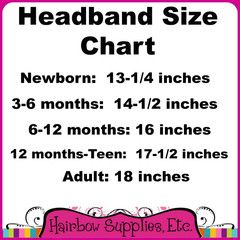 Headband Size Chart – Hairbow Supplies, Etc. Headband Size Chart, Pochette Diy, Headband Sizes, Diy Headbands, Headband Size, Fold Over Elastic, Diy Headband, Diy Hair Accessories, Elastic Headbands