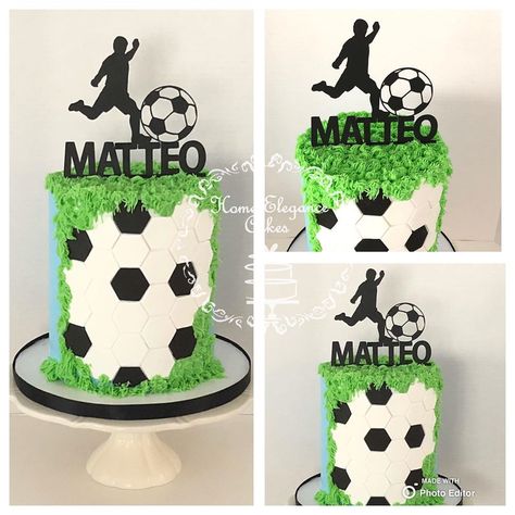 Home Elegance Cakes on Instagram: “Celebrating Matteo’s 10th birthday with this soccer themed cake.  This is a all buttercream cake with some fondant details. Perfect for a…” Soccer Themed Cake, Soccer Birthday, Buttercream Cake, 10th Birthday, S 10, Themed Cakes, Butter Cream, Fondant, Soccer