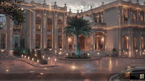 Luxurious Mansions, Luxury Palace, Night Luxe, Luxury Mansions Interior, Mansion Exterior, Luxury Houses Mansions, Dream Mansion, Luxury Garden, Modern Mansion