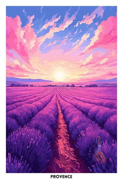 🏡️ Wonderful wall art, perfect for country house style decor! 😃🐑🐾 Lavender Fields France, Color House, Country House Style, Provence Lavender, Polygon Art, Lavender Field, Painting Inspo, Country Style Homes, Lavender Fields