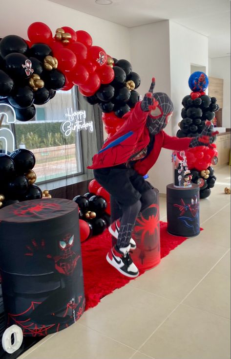 Miles Morales Decorations, Miles Morales Theme Party, Miles Morales Bday Party, Miles Morales Spiderman Birthday Party, Miles Morales Birthday Party Decorations, Spider Verse Birthday Party, Miles Morales Party Ideas, Spiderverse Birthday Party, Spider Verse Party