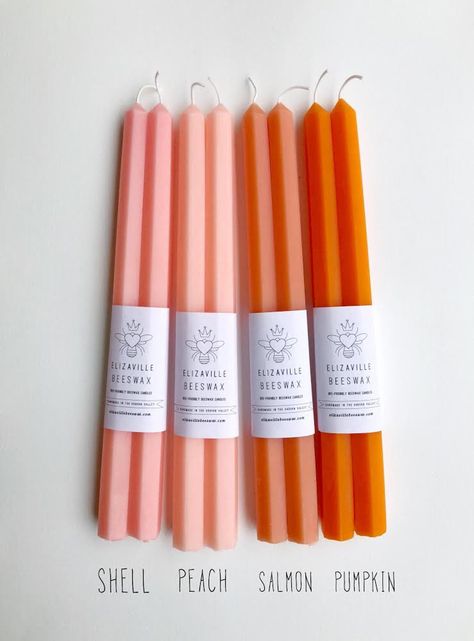 12 Inch Hex Tapers Coral Beeswax Candles Salmon Hexagonal | Etsy Coral Candles, Expensive Candles, Peach Salmon, Candle Picture, Soya Mumu, Beeswax Taper Candles, Spa Candle, Yellow Candles, Beeswax Tapers