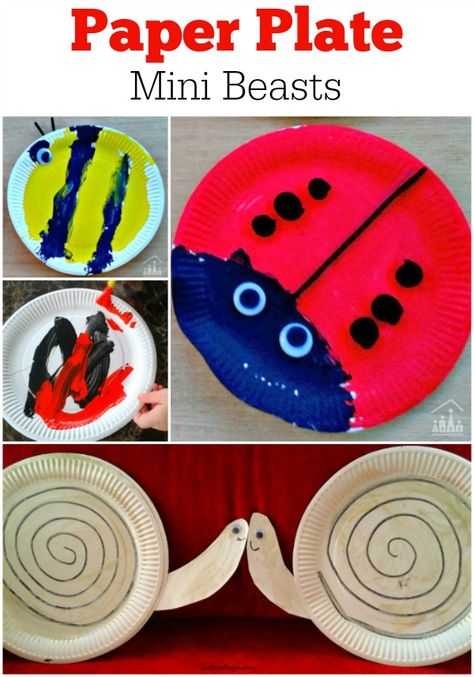 Paper Plate Mini Beasts. Including Bees, Ladybirds and Snails. Minibeast Art, Insects Crafts, Minibeasts Eyfs, Minibeasts Activities, Mini Beasts, Insect Activities, Insect Crafts, Spider Crafts, Eyfs Activities