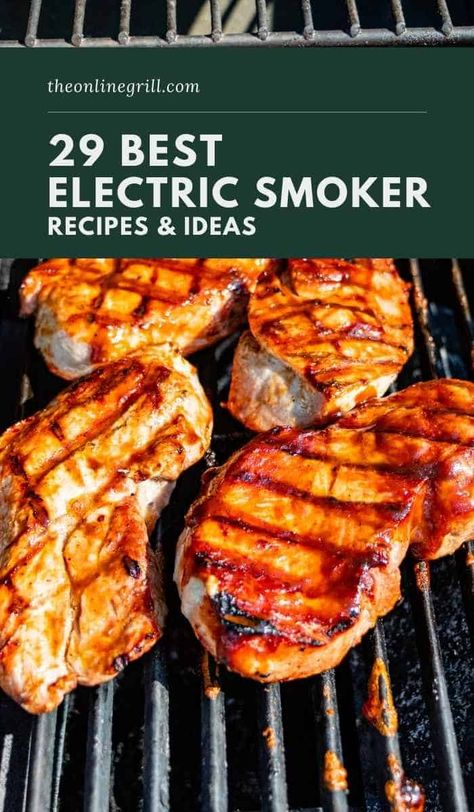 If you’re wondering here to start with your new electric smoker, we’ve got you covered. Electric cookers might not offer the pure barbecue power of charcoal or wood pellet smokers, but they can still churn out some seriously tender meats. Here are 29 of the best electric smoker recipes to quickly get you from BBQ newbie to seasoned pitmaster! #bbq #smoking #barbecue #recipes Electric Smoker Recipes, Best Electric Smoker, Pork Rib Roast, Curing Meat, Smoker Recipes Electric, Perfect Pork Chops, Smoked Pork Chops, Bbq Pork Recipes, Smoked Chicken Wings