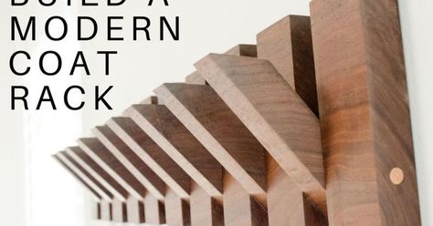 Build a Modern Coat Rack | Hometalk Vstupná Hala, Diy Coat Rack, Diy Coat, Modern Coat Rack, Wooden Coat Rack, Black Walnut Wood, Rack Design, Woodworking Jigs, Into The Woods