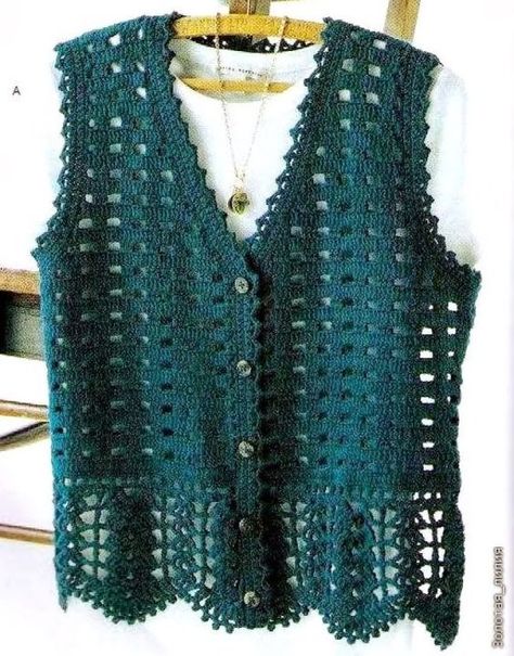 Crochet: Crochet vest. Crocheted Vest, Crochet Waistcoat, Crochet Top Dress, Gilet Crochet, Black Crochet Dress, Crochet Vest Pattern, Crochet Ladies Tops, Crochet Bolero, Crochet Tops Free Patterns