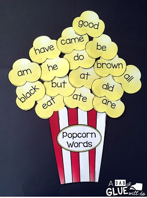 Flower Making With Paper, Popcorn Words, Preschool Charts, Back To School Worksheets, Holiday Homework, Classroom Charts, School Board Decoration, Creative School Project Ideas, English Activities For Kids