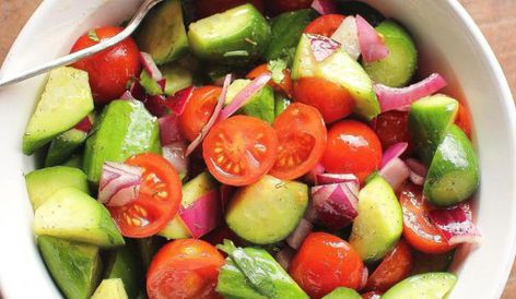 Simple Cucumber and Tomato Salad Cucumber And Tomato Salad, Simple Sides, Cucumber And Tomato, Great Salad Recipes, Canned Cherries, Easy Salad, Cucumber Tomato, Best Comfort Food, Tomato Salad