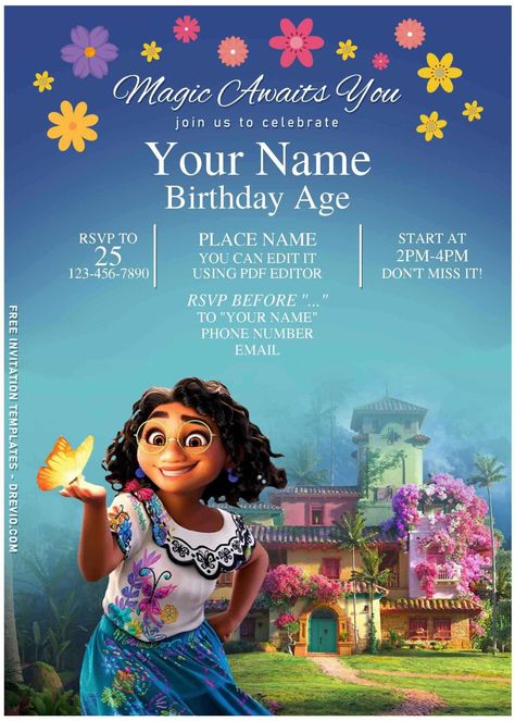 (Free Editable PDF) Disney Encanto Themed Birthday Invitation Templates | Download Hundreds FREE PRINTABLE Birthday Invitation Templates Encanto Disney Birthday Party Invitation, Encanto Birthday Invitation Template Free, Encanto Birthday Invitation Free, Encanto Invitation Template Free, Encanto Free Printable, Encanto Party Invitations, Encanto Invitation Template, Kids Invitations Birthday, Encanto Disney Birthday Party