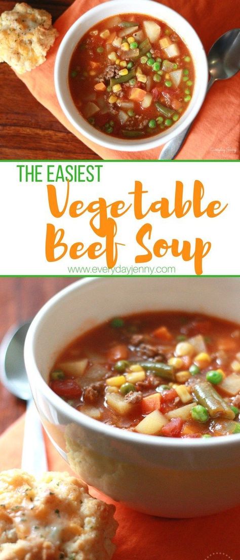 Crockpot Vegetable Beef Soup, Easy Vegetable Beef Soup, Vegetable Soup Crock Pot, Homemade Vegetable Beef Soup, Veggie Soup Recipes, Hamburger Vegetable Soup, Soup Beef, Easy Vegetable Soup, Soup Vegetable