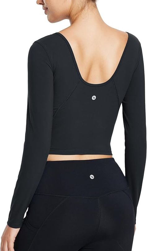 Lululmon look and feel for less than half the price! Lululemon Align Long Sleeve BALEAF Nuleaf Scoop Neck Long Sleeve Crop Top for Women Slim Fit Workout Shirts Tight Base Layer Athletic Gym Casual Fall Trendy: These crop tops can be wear as workout tops with high-waisted leggings or as a base layer with flare pants. Made of upgraded fabric, Nuleaf brushed basic long sleeve tops are soft, stretchy and sweat-wicking. Neck Yoga, Long Sleeve Running Shirt, Crop Top For Women, Long Sleeve Workout Top, Yoga Crop Tops, Workout Tops For Women, Scoop Neck Long Sleeve, Fit Workout, Basic Long Sleeve