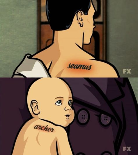 Got your back! Wee baby Seamus and Archer Archer Tv Show Tattoo, Mallory Archer, Malory Archer, Archer Pam, Archer Show, Archer Funny, Archer Quotes, Archer Tv Show, Archer Fx