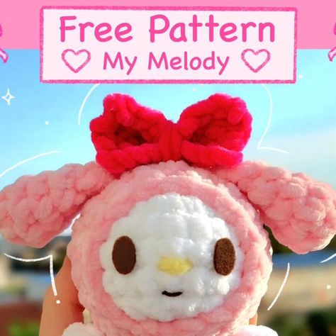 Zoé | Songbird Crochet Art 🩷 on Instagram: "Free pattern - My Melody 💕   Don't forget to save this post for later! 🎀 Here's the free pattern I created to celebrate the 8k followers! Again, thank you so much for your support, this means a lot to me! 🩷  I hope you'll enjoy the pattern! 😊🫶 - Pattern by me - - - #crochet #crochetpattern #crochetsanrio #crochetfreepattern #freepatterncrochet #freepattern #freepatternamigurumi #amigurumifreepattern #crochetersofinstagram #crochetcreations #crochetcreator #sanriocore #mymelody #amigurumisanrio #amigurumi" My Melody Crochet Pattern Free, Crochet My Melody, My Melody Crochet Pattern, Crochet Melody Free Pattern, Cinnamon Roll Crochet Pattern Sanrio, Crochet Hamtaro Free Pattern, Cute Crochet My Melody, Sanrio Keychain Crochet Pattern, Crochet Art