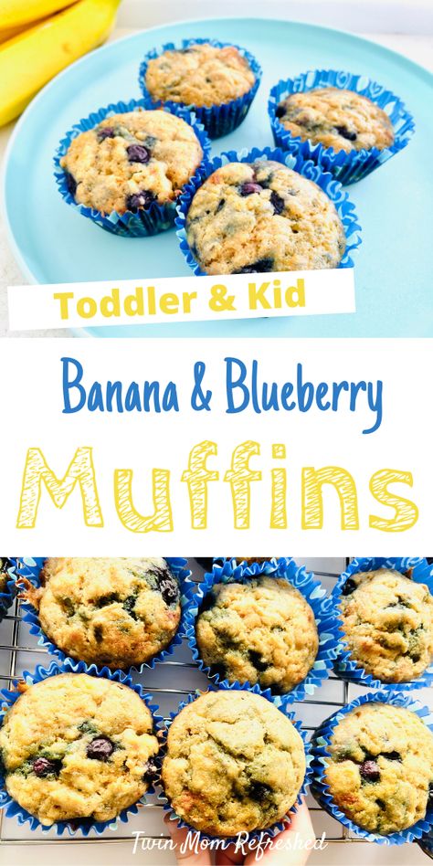 Blueberry Healthy, Blueberry Muffin Recipe Healthy, Toddler Muffins, Muffins Breakfast, Menu Sarapan Sehat, Healthy Blueberry Muffins, Banana Blueberry Muffins, Kids Breakfast, Toddler Breakfast