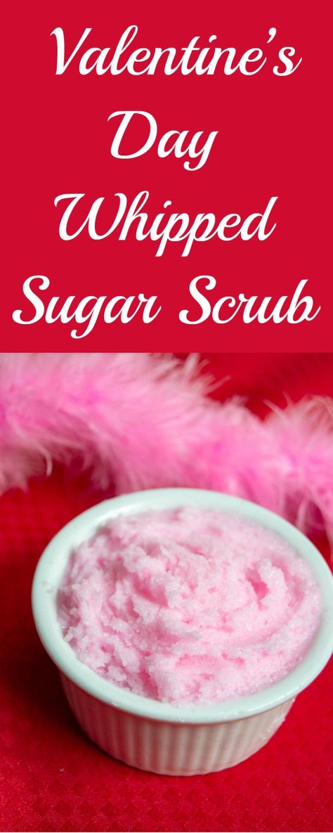 Valentine’s Day Whipped Sugar Scrub Diy Crafts For Mothers Day, Crafts For Mothers Day, New Diy Crafts, Sugar Hand Scrub, Valentine Soap, Diy Sugar Scrub Recipe, Diy Body Scrub Recipes, Whipped Sugar Scrub, Diy Mother's Day Crafts