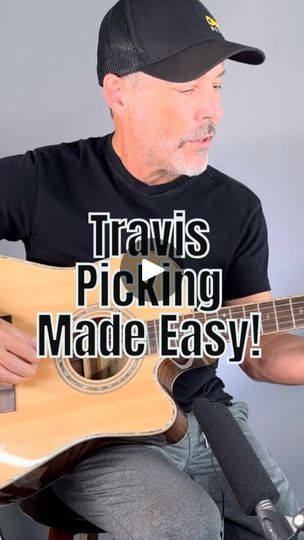 2.4K views · 309 reactions | Comment “Fingerstyle” for the free Fingerstyle mini-course! 

Travis Picking Made Easy! 

In this post, we’ll simplify Travis picking, a fingerpicking technique made famous by legends like Merle Travis and Chet Atkins. Often thought of as tricky, Travis picking is all about establishing a steady alternating bassline with your thumb while playing melody notes with your fingers. In this lesson, we’ll break down the basics into easy-to-follow steps, helping you master the technique without feeling overwhelmed. You’ll learn how to synchronize your thumb and fingers smoothly, allowing you to create that rich, full sound on the guitar. Perfect for beginners or anyone looking to sharpen their fingerpicking skills, this lesson will have you picking in no time! 

#Guita Learn Guitar Scales, Learn Guitar Beginner, Guitar Songs For Beginners, Learn Guitar Chords, Easy Guitar Songs, Chet Atkins, Guitar Teacher, Guitar Lessons For Beginners, Guitar Tutorial