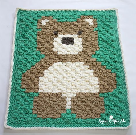 crochet c2c bernat blanket bear Corner To Corner Crochet Blanket, Blanket Bear, Neutral Baby Blankets, Gender Neutral Baby Blanket, Baby Afghan Crochet Patterns, Repeat Crafter Me, Corner To Corner Crochet, Bernat Blanket, Bear Blanket