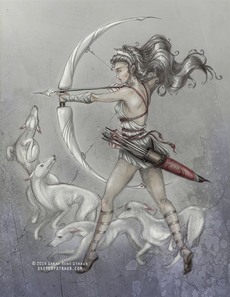 Artemis by SarahRStraub on DeviantArt Artemis Tattoo, Tree Tattoo Meaning, Goddess Of The Hunt, Artemis Goddess, Goddess Tattoo, Greek Gods And Goddesses, Greek And Roman Mythology, Roman Mythology, Bow And Arrow