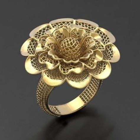 Premium Design 14k Yellow Gold Flower Ring Flower Ring Beads, Indian Ornaments, Dubai Gold Jewelry, Nice Flower, Woman Ring, Gold Flower Ring, Metal Clay Jewelry, Gold Ring Designs, Gold Rings Jewelry