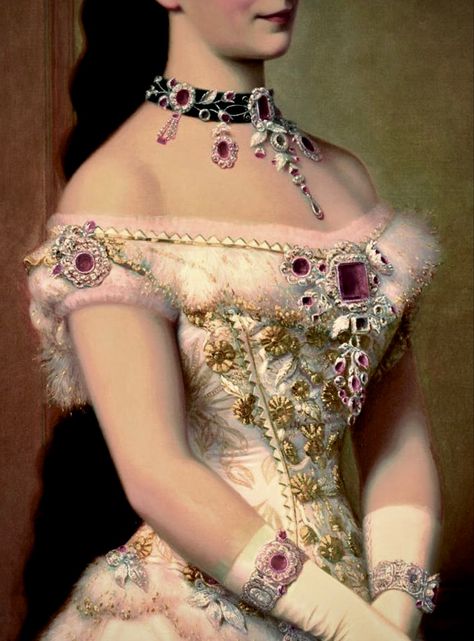 Empress Elisabeth of Austria by Georg Raab, 1879. Disney Princess Inspired Dresses, Empress Elisabeth Of Austria, Elisabeth Of Austria, Rococo Aesthetic, Empress Dress, Empress Sissi, Royalty Core, Empress Elisabeth, Fur Costume