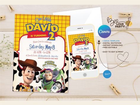 Woody Party, Invitation Disney, Cowboy Invitations, Toy Story Invitations, Etsy Invitations, Cowboy Birthday Party, Trendy Toys, Story Birthday, Birthday Party Printables