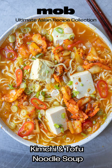 Inspired by kimchi-jjigae, this soup packs a maximal punch in minimal time. It’s soft, silky and so tangy from the fresh kimchi. Tofu Noodle Soup, Fresh Kimchi, Kimchi Jjigae, Tofu Noodles, Mango Sticky Rice, Ramen Noodles, Noodle Soup, Recipe Collection, Pad Thai