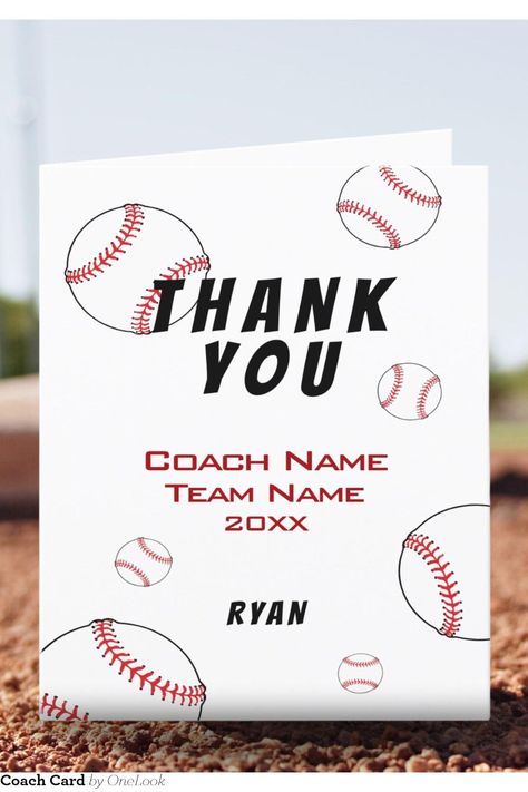 Baseball Thank you Coach Card Baseball Birthday, Team Names, Thank You Cards, Thank You, Coding, Baseball, Birthday