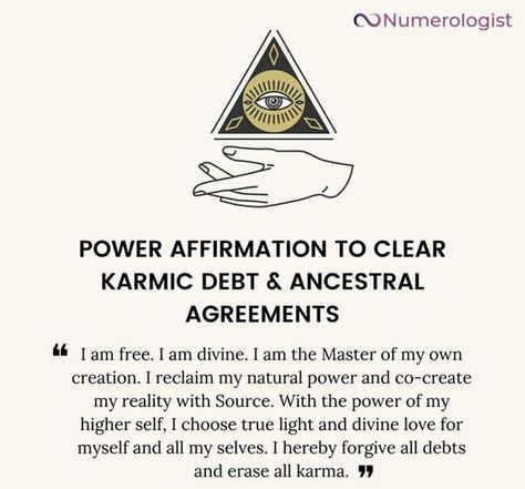 Karmic Debt, Spiritual Awakening Signs, Spiritual Psychology, Spiritual Journals, Affirmations Positive, Healing Affirmations, Energy Healing Spirituality, Spiritual Manifestation, Spiritual Energy