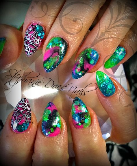 Psychadelic acrylic nails Acrylic Nails, Nails, Beauty