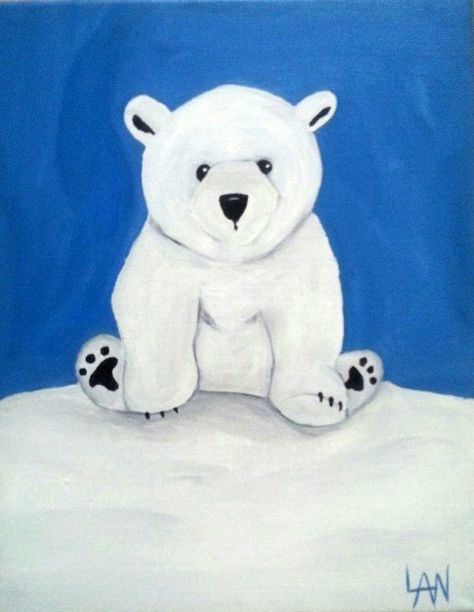 Polar Bear Polar Bear Painting, Polar Bear Paint, Kids Painting Projects, Bear Painting, Polar Bear Art, Bear Paintings, Kids Painting, Bear Art, Group Of Friends