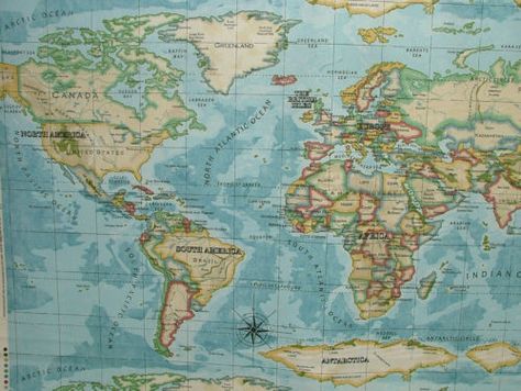 BAGS Prestigious Atlas World Map Azure Designer Cotton Curtain Upholstery Fabric | eBay World Atlas Map, World Map Fabric, Oilcloth Tablecloth, Map Fabric, Blue Map, Prestigious Textiles, Tablecloth Fabric, Cotton Curtains, Curtains Blinds