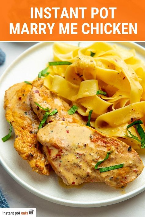 This Instant Pot Marry Me Chicken recipe is a mouthwatering dish featuring tender, seasoned chicken breasts smothered in a luscious creamy sun-dried tomato and Parmesan sauce. It's a quick and easy recipe that'll make you fall in love with your Instant Pot all over again! Pampered Chef Quick Cooker Recipes Easy, Marry Me Chicken Instant Pot, Instant Pot Marry Me Chicken, Chicken Breast Instant Pot, Healthy Side Recipes, Chicken Instant Pot, Instapot Meals, Marry Me Chicken Recipe, Sun Dried Tomato Sauce