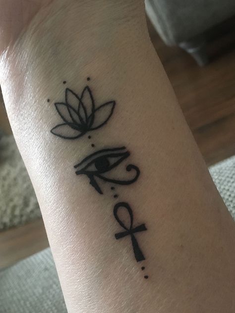 Tattoos On Both Shoulders, Behind The Ear Tattoo Ideas Spiritual, Ankh Tattoo Ideas For Women, Ankh Wrist Tattoo, Give Love Back Tattoo, Ankh Spine Tattoo, Cute Spiritual Tattoos, Eygptain Symbols, Eye Neck Tattoos Women