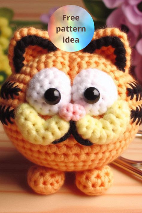 Create a cute Garfield crochet keychain amigurumi with this simple pattern. Perfect for fans of the comic character and crocheters of all levels. Cute Garfield, Keychain Amigurumi, Crochet Keychain, Comic Character, Simple Patterns, Crochet Amigurumi, Free Crochet Pattern, Free Crochet, Free Pattern