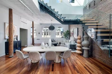 A SoHo Penthouse With Three Outdoor Spaces Asks $3.7M - Dwell Soho Penthouse, Modern Penthouse Apartment, Modern Penthouse, Industrial Style Home, Crazy Houses, Soho Loft, Arched Windows, Concrete Countertops, Prefab Homes