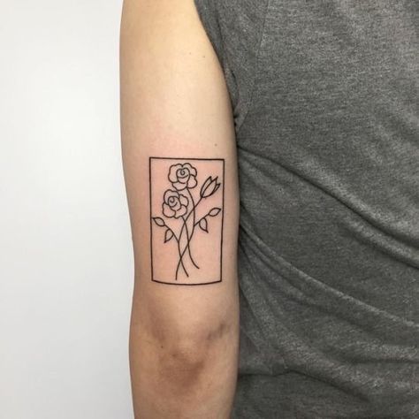 Frame Tattoo Design Square, 1975 Tattoos, The 1975 Tattoo, 1975 Tattoo, Square Tattoo, Framed Tattoo, Tattoo Flowers, Cool Small Tattoos, Line Art Tattoos